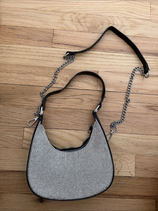 Handbags - Stylish Black & Silver Rhinestone Shoulder Bag